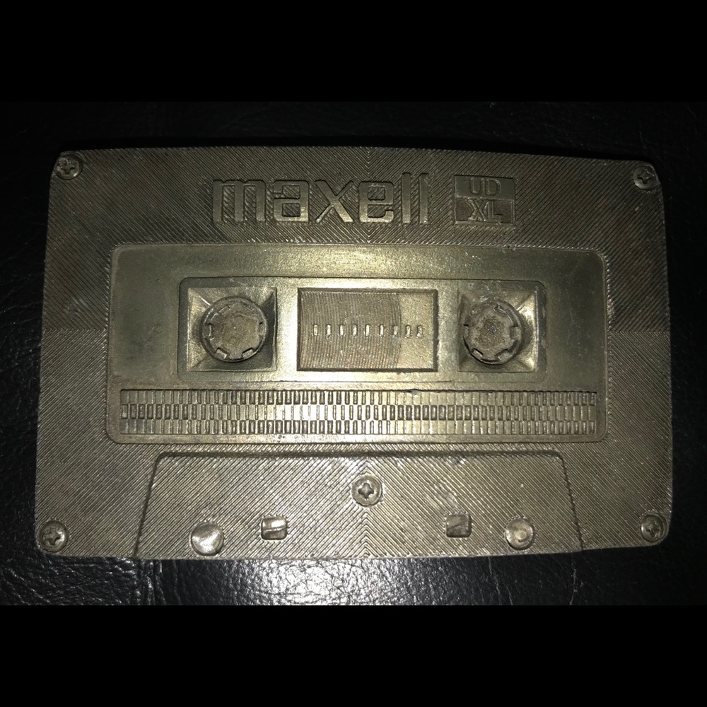 80s Vintage Belt Buckle-Maxwell UD Cassette Tape